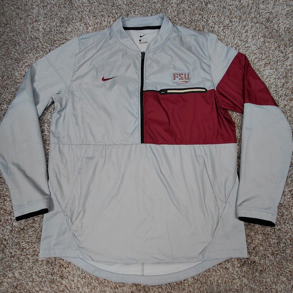 Nike Florida State Seminoles Windbreaker Mens Large 1/2 Zip Pullover Zip Pocket